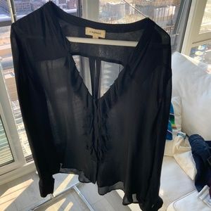 L’Agence Ruffle Black Blouse